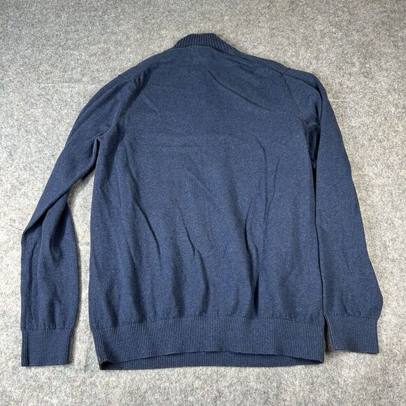 Eddie Bauer Sweater Mens Large Tall Quarter Zip Blue Cotton Merino Wool Outdoor - Picture 6 of 8